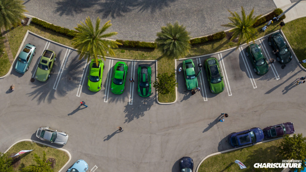 Green gradient of Porsches