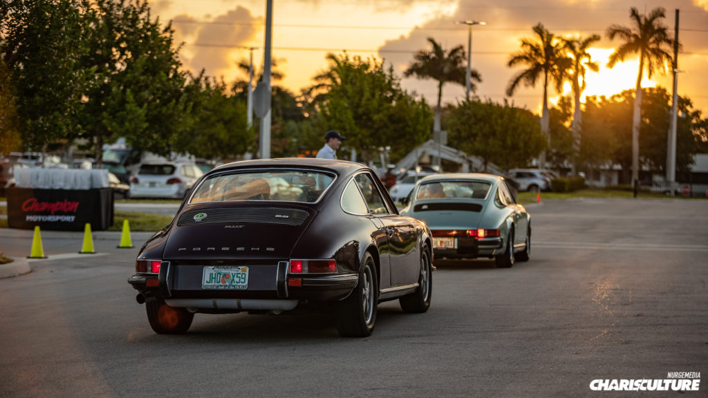 1976 Ice Green Metallic 991 S and a 1972 Aubergine 911 T