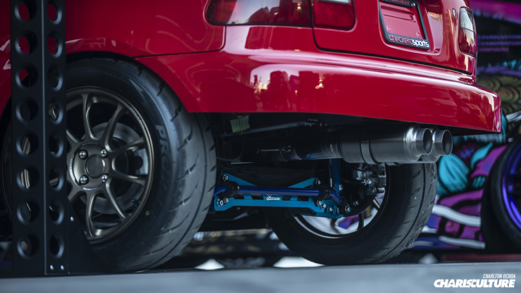 Rear suspension underneath the car